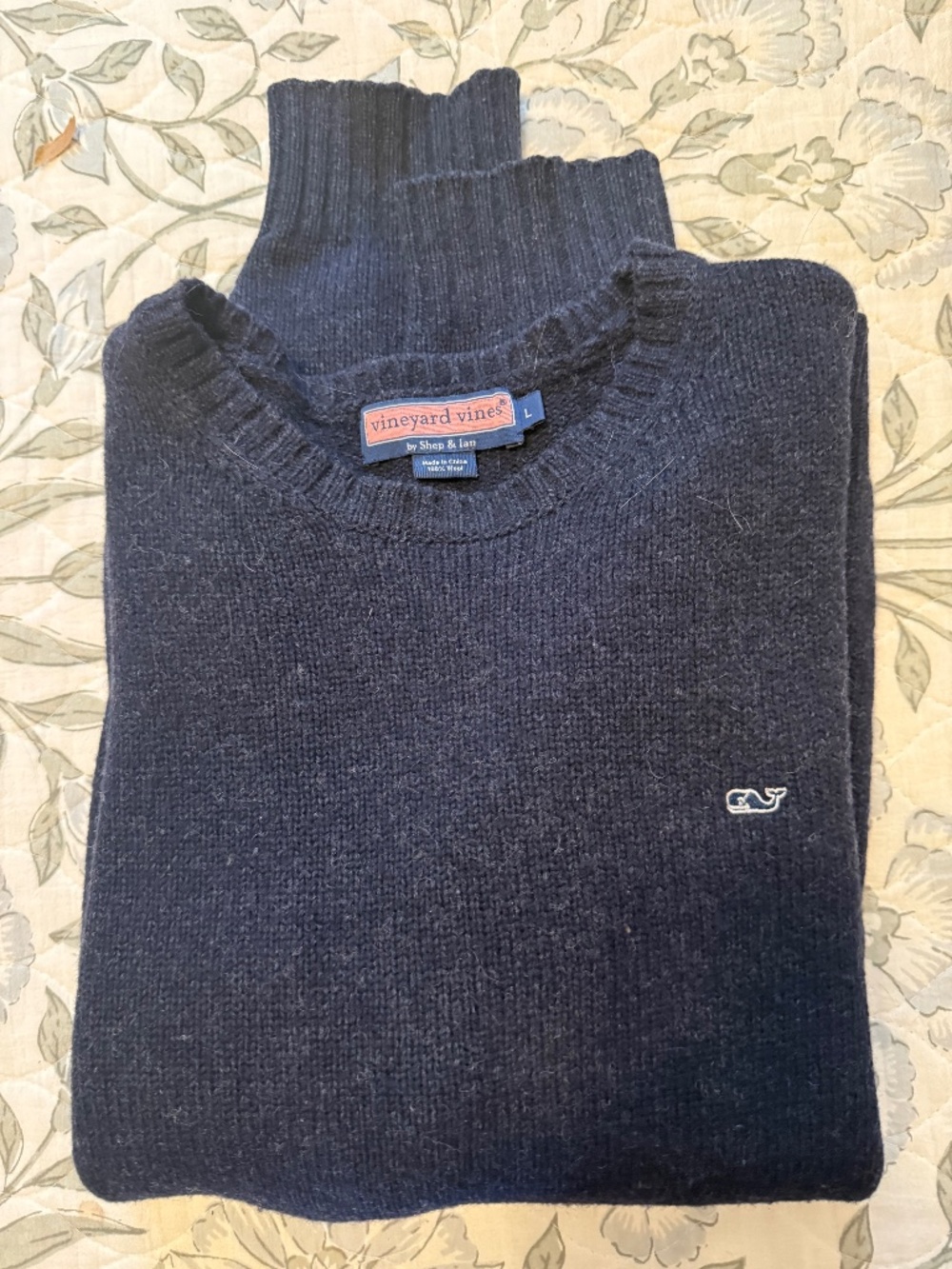 Men's Vineyard Vine 100% Wool Navy/dark blue Crewneck Sweater L